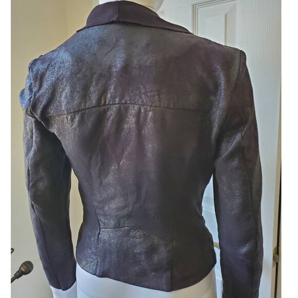 Zara Jacket Size S Funnel Neck Full Zip Moto Vegan Suede Faux Leather Look Fall - Picture 8 of 15